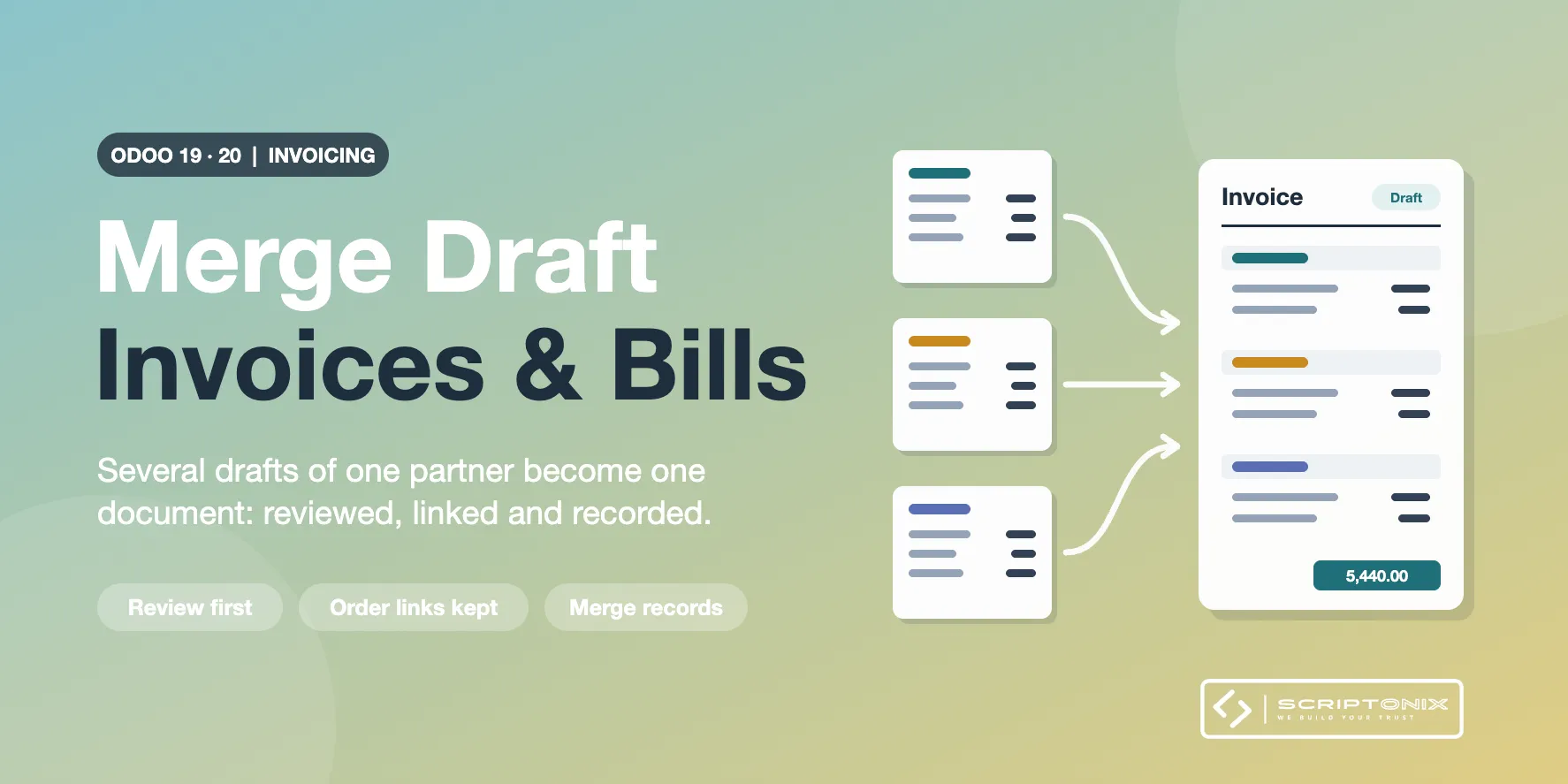 Merge Draft Invoices & Bills for Odoo