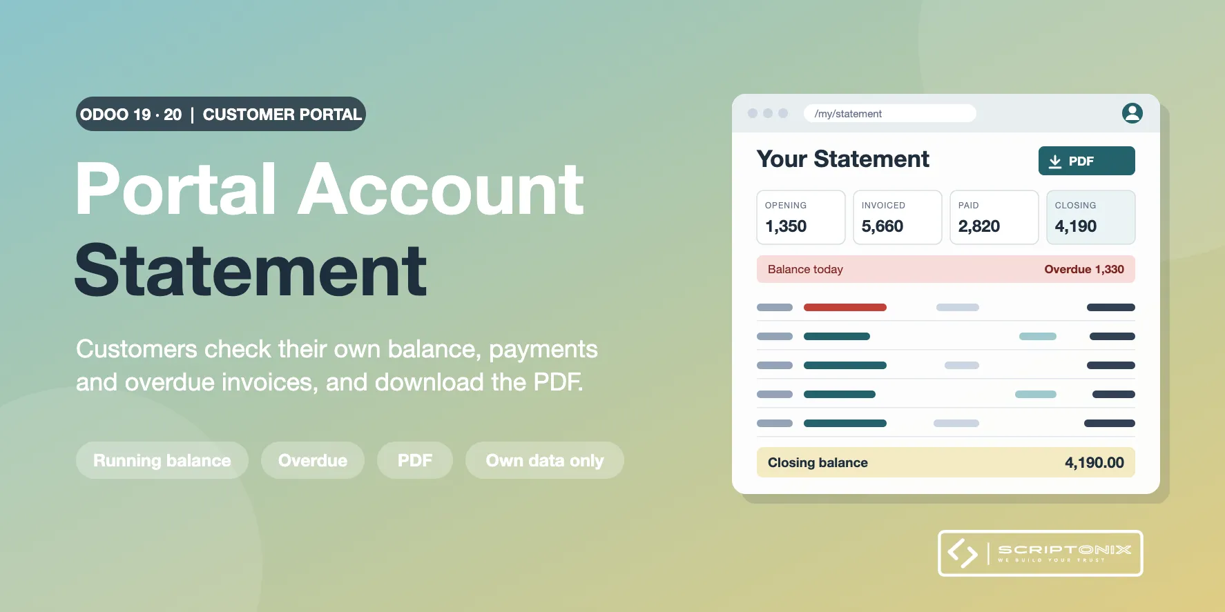 Portal Account Statement for Odoo 19.0 & 20.0