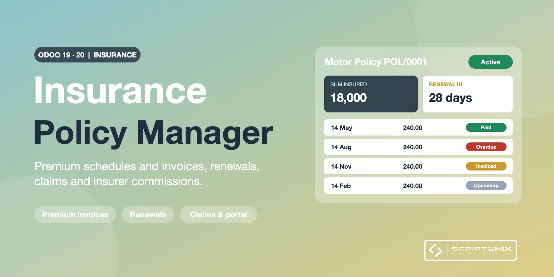 Insurance Policy Manager for Odoo 19.0 & 20.0