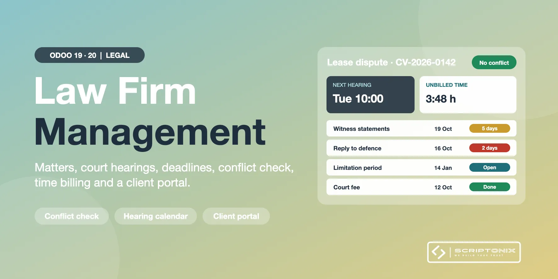 Law Firm Management for Odoo 19.0 & 20.0