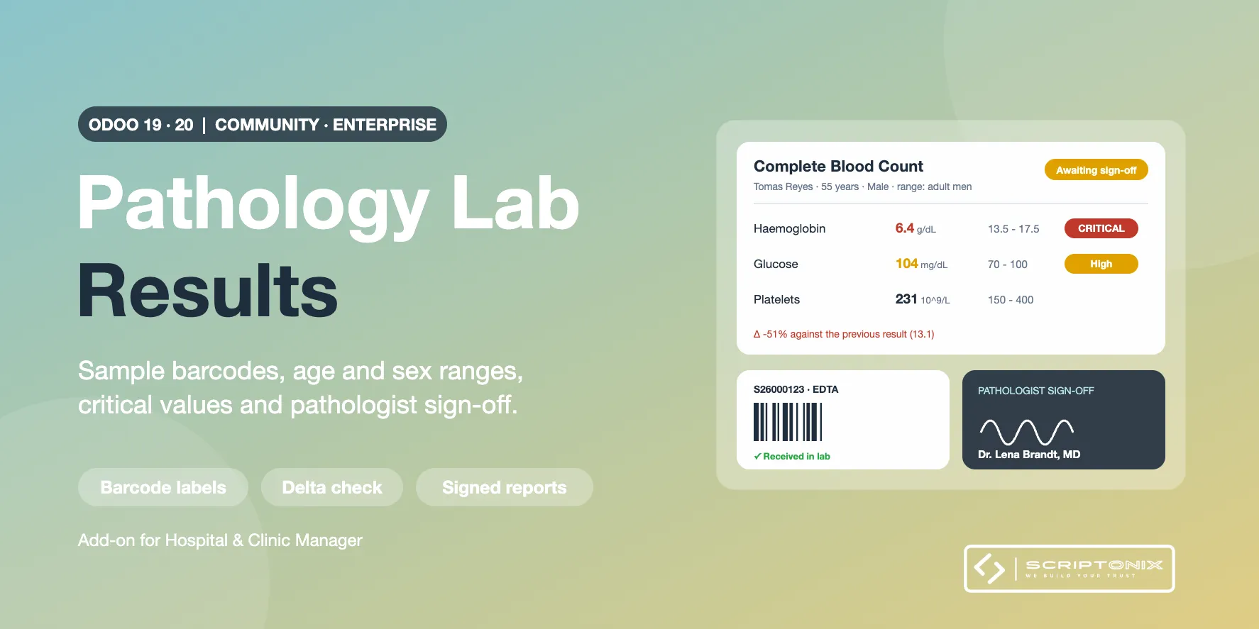 Pathology Lab Results for Odoo 19.0 & 20.0