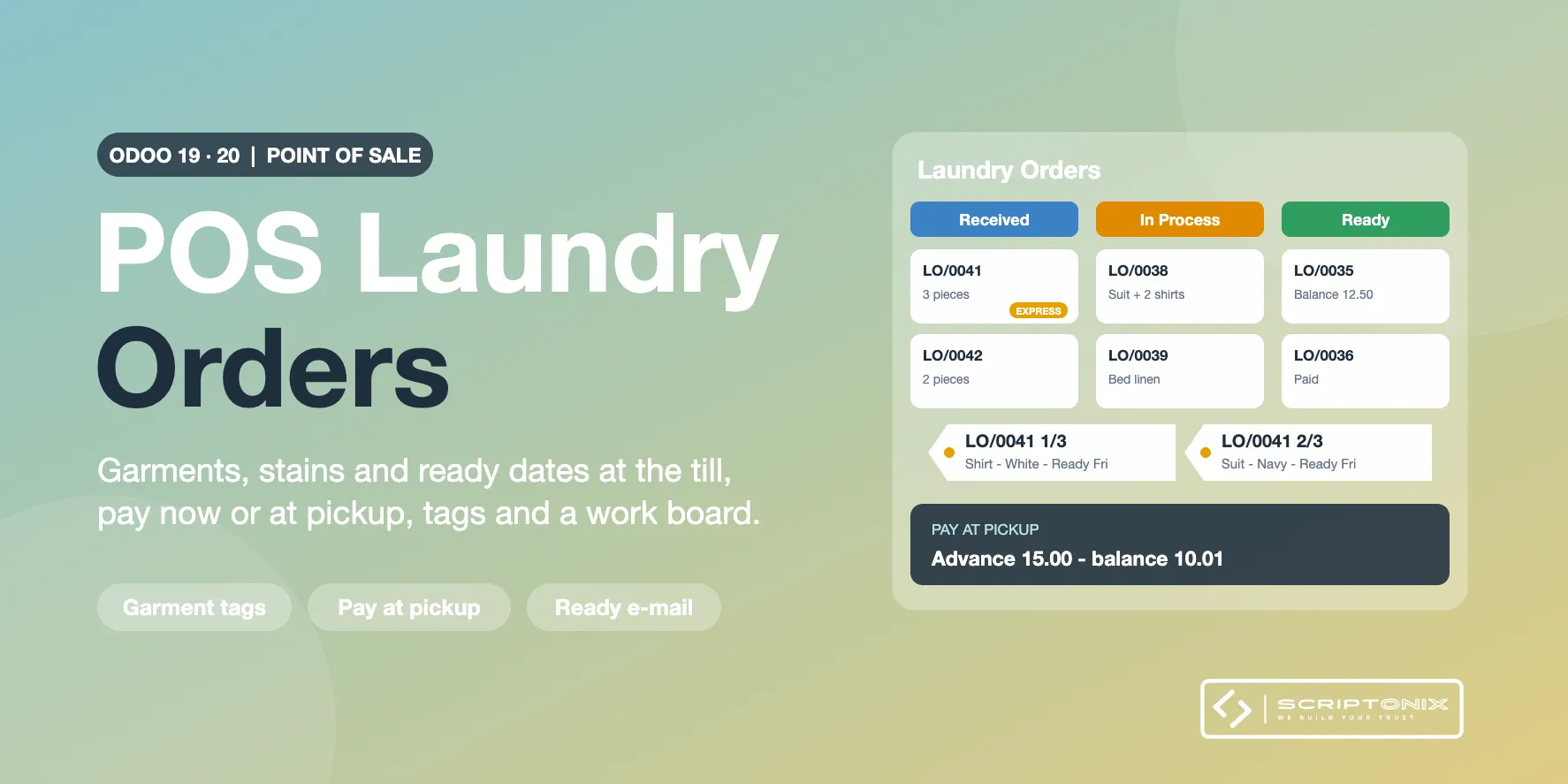 POS Laundry Orders for Odoo 19.0 & 20.0