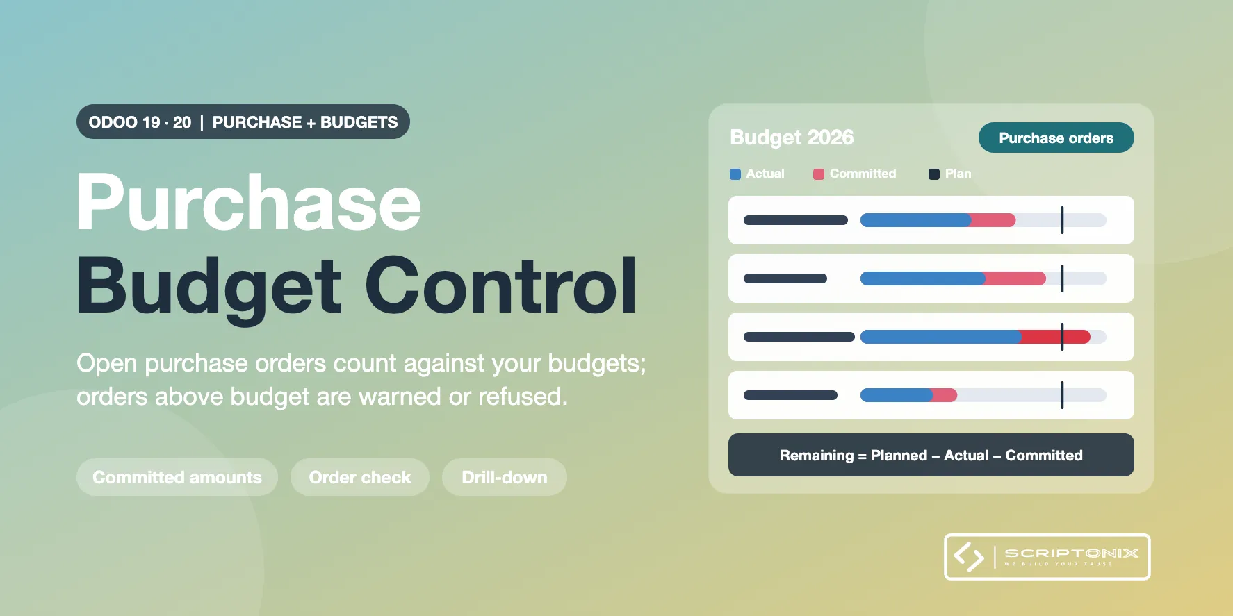 Purchase Budget Control for Odoo 19.0 & 20.0