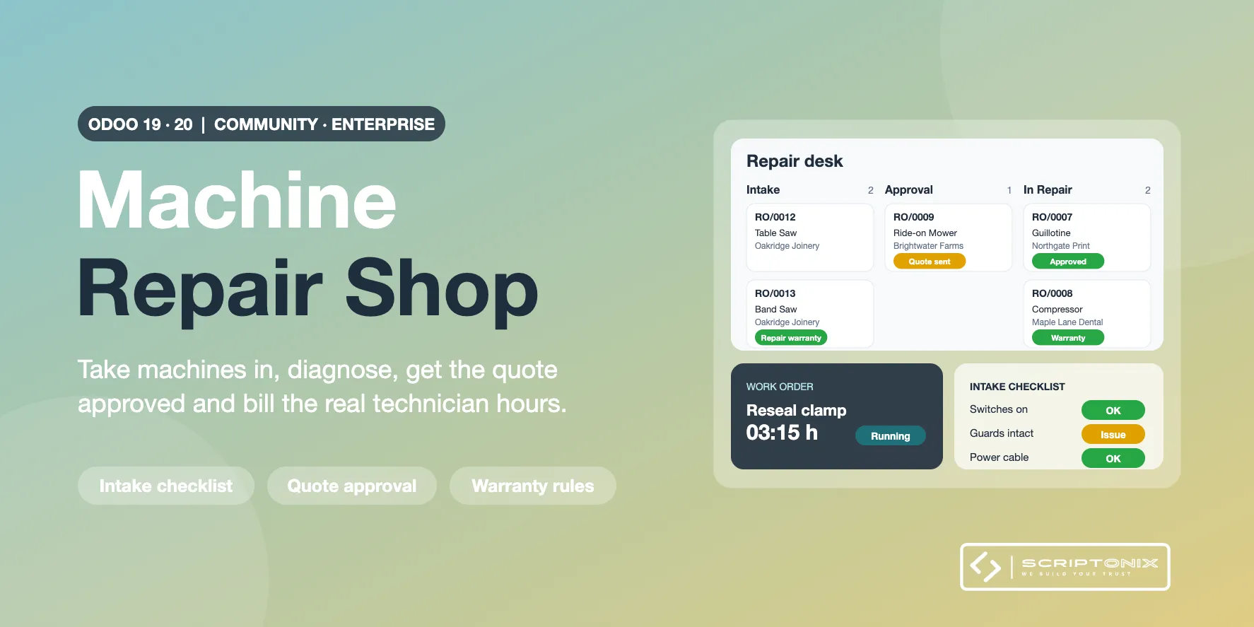 Machine Repair Shop for Odoo 19.0 & 20.0