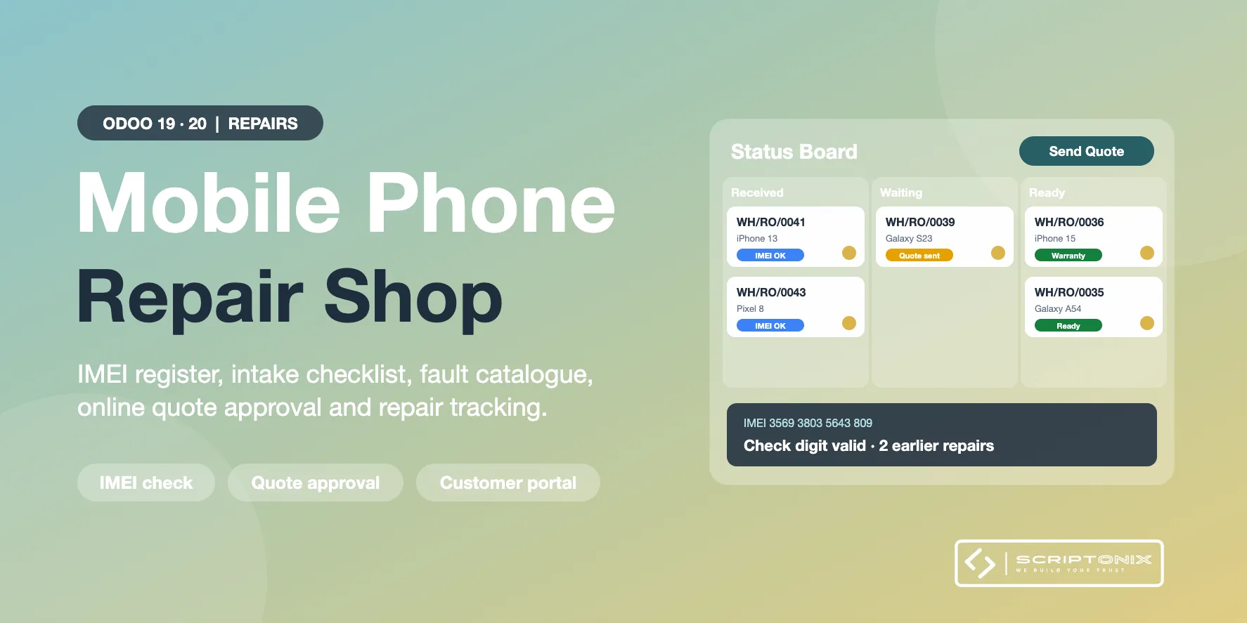 Mobile Phone Repair Shop for Odoo 19.0 & 20.0