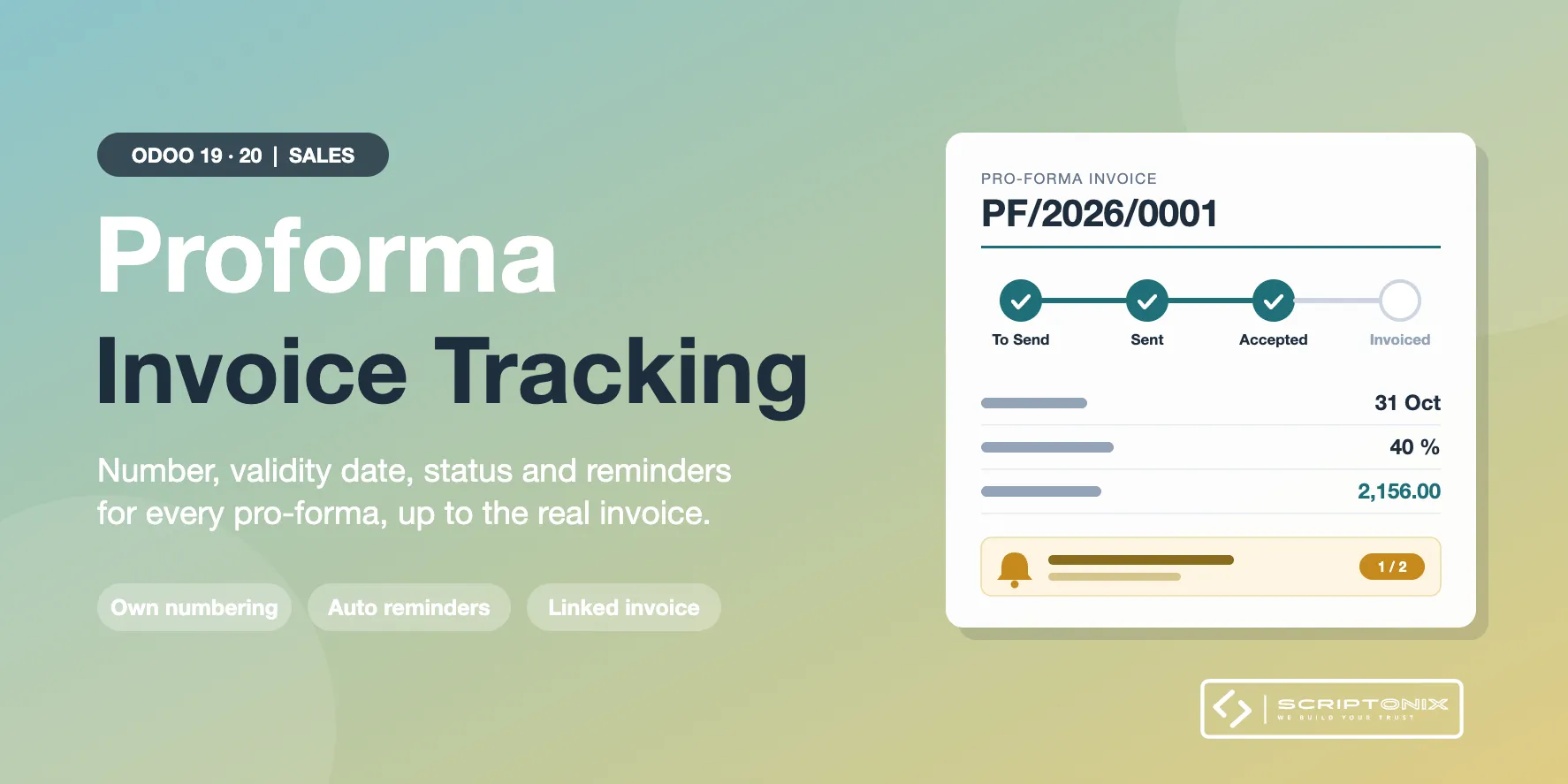 Proforma Invoice Tracking for Odoo 19.0 & 20.0
