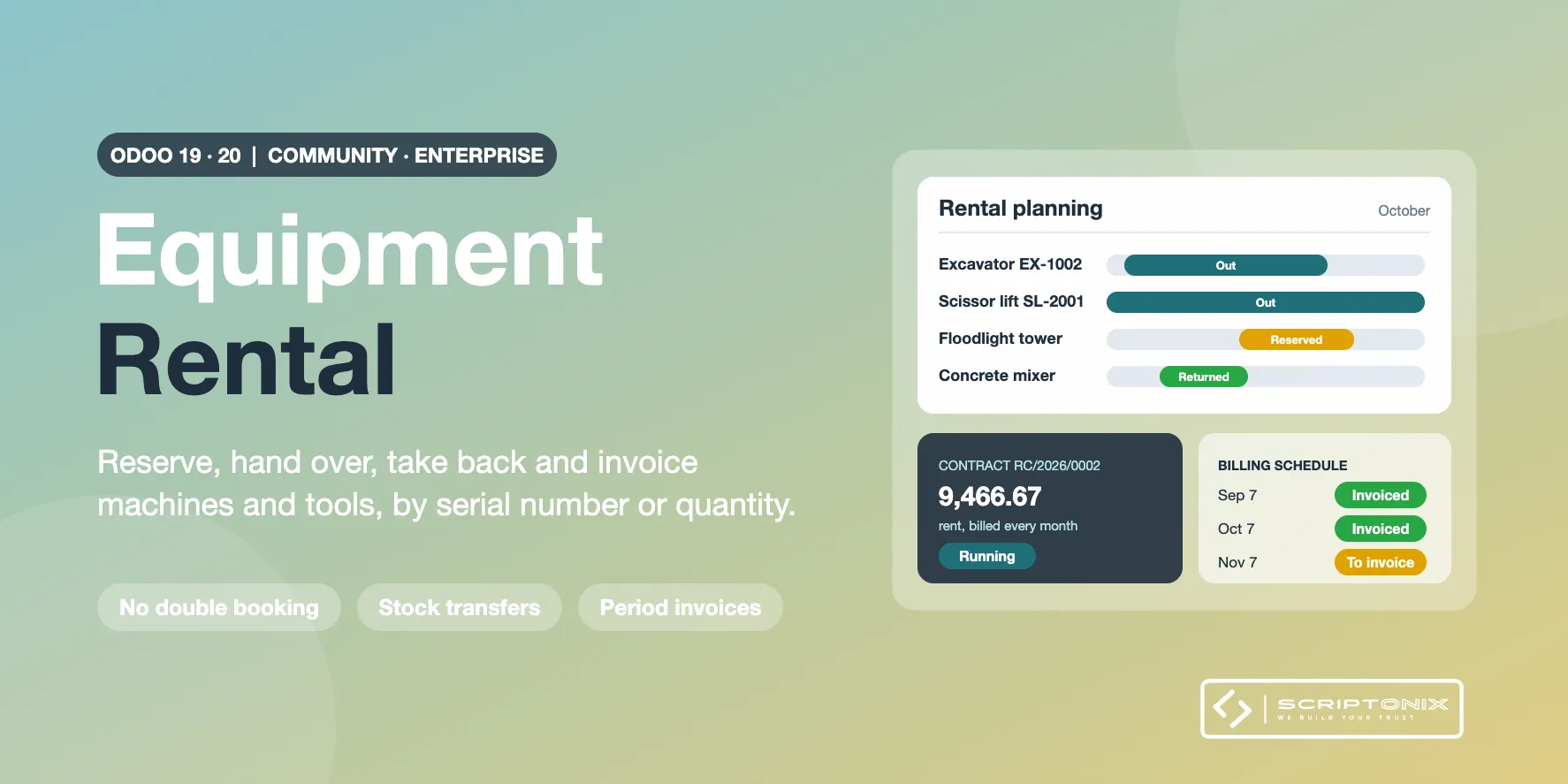 Equipment Rental for Odoo 19.0 & 20.0
