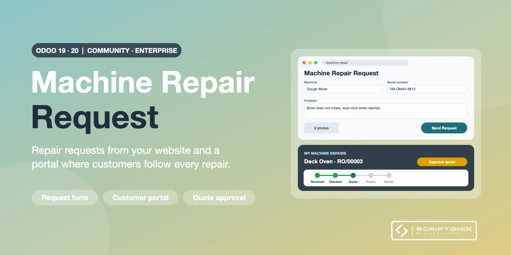 Machine Repair Request for Odoo 19.0 & 20.0