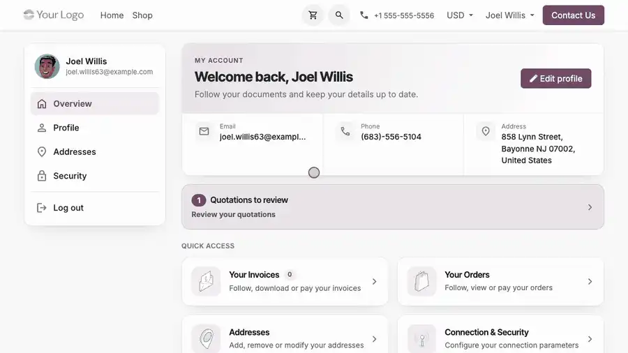 Website My Account Redesign demo animation