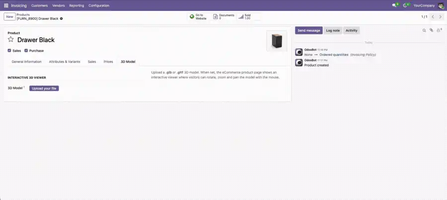 Website Product 3D Viewer demo animation